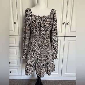Express Animal Print Long Sleeve Dress Size Medium